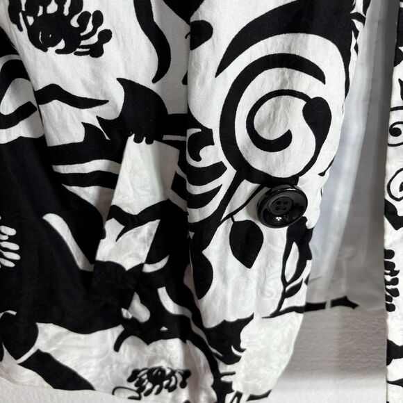 Kim Rogers Blazer Coat Black White Floral Womens Size 12 - Picture 6 of 10